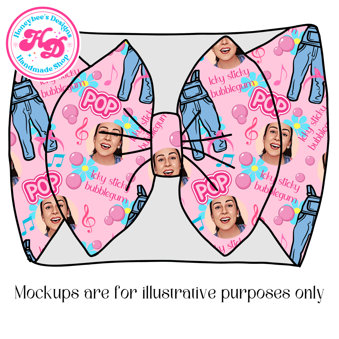 MR icky sticky bubblegum pink-blue daisies