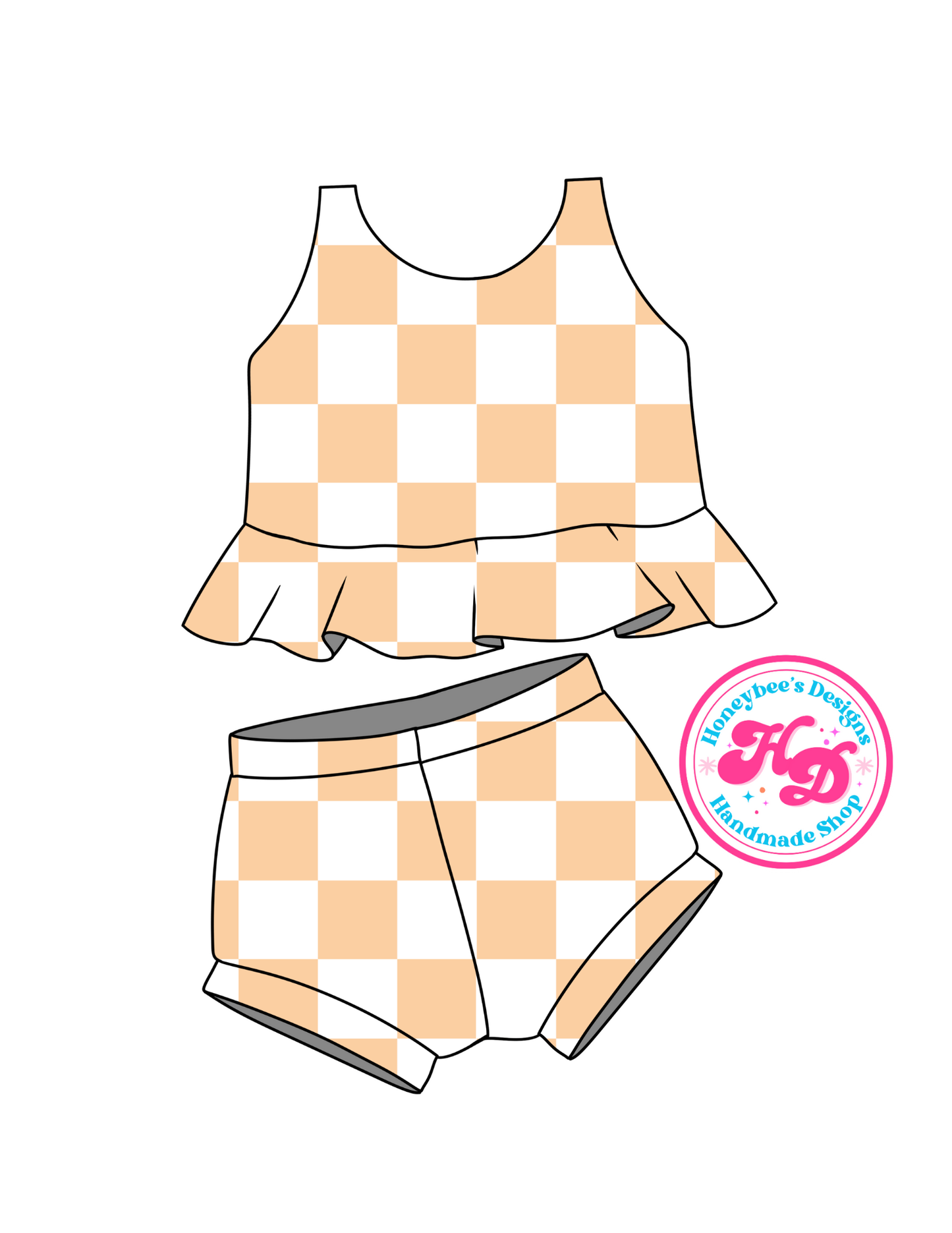 Sherbet Orange/White Checkered