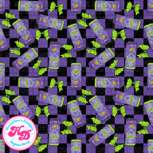 Witch’s Brew Purple Checkered Halloween Seamless