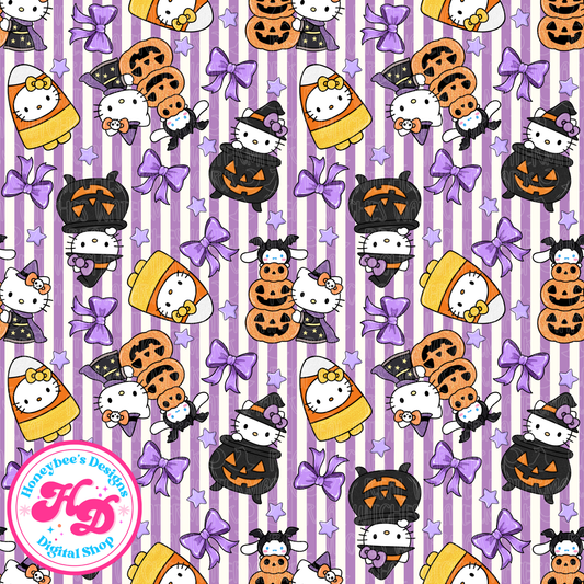 HK Purple Stripes Halloween Seamless