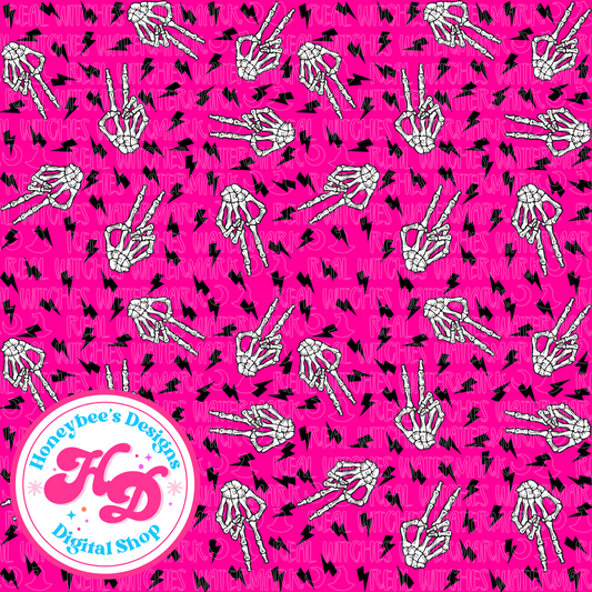 Skelly Hands Pink Halloween