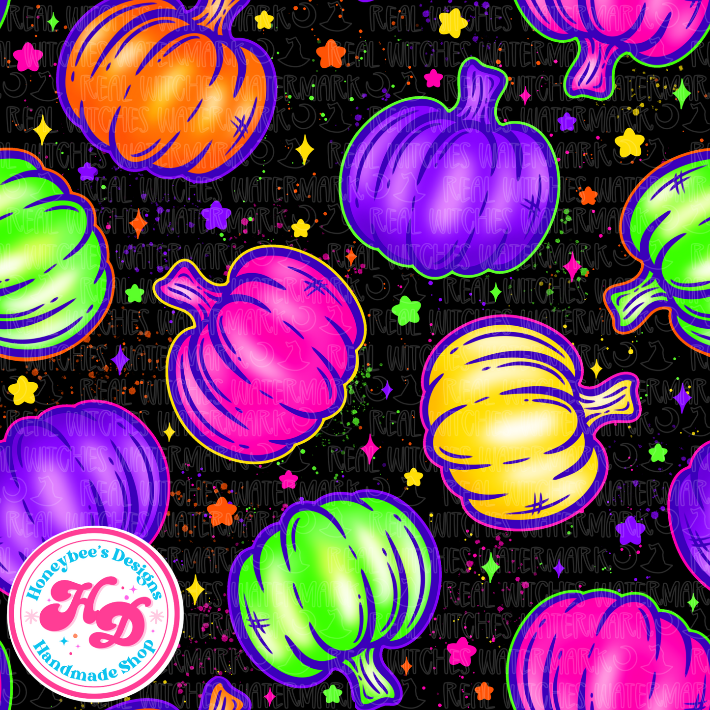 Neon pumpkins Halloween