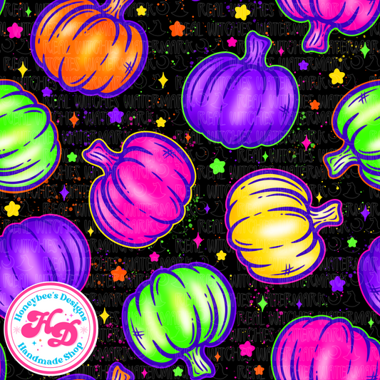 Neon pumpkins Halloween