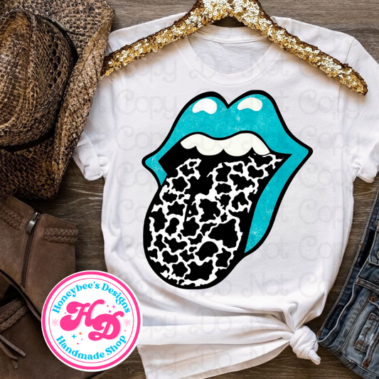 Black cow tongue Western T-Shirts
