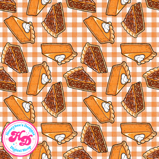 Pies Orange Plaid Fall Seamless