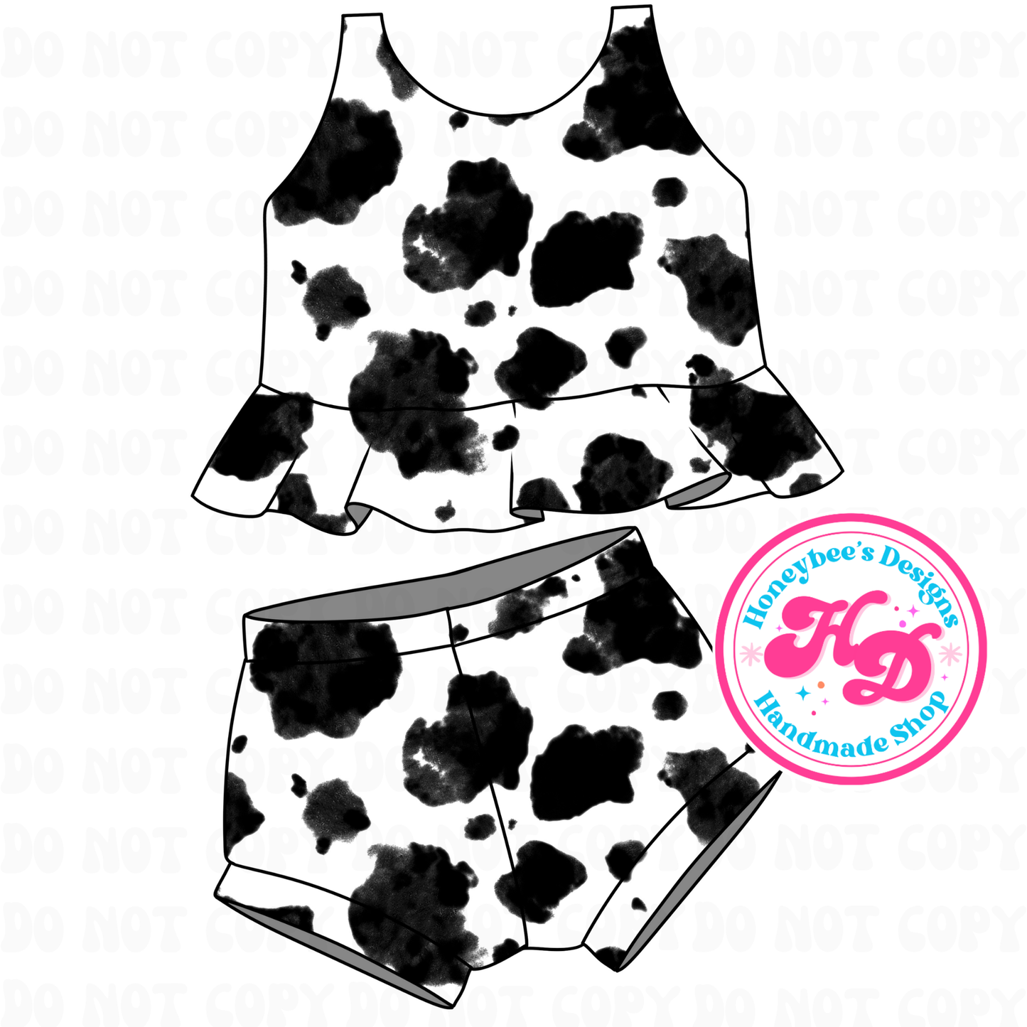 Black grunge cow print