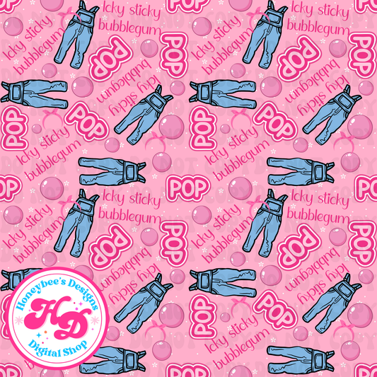 MR icky sticky bubblegum overalls PINK daisies