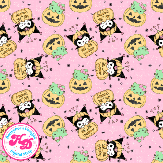 HK Kuromi Pink Halloween Seamless