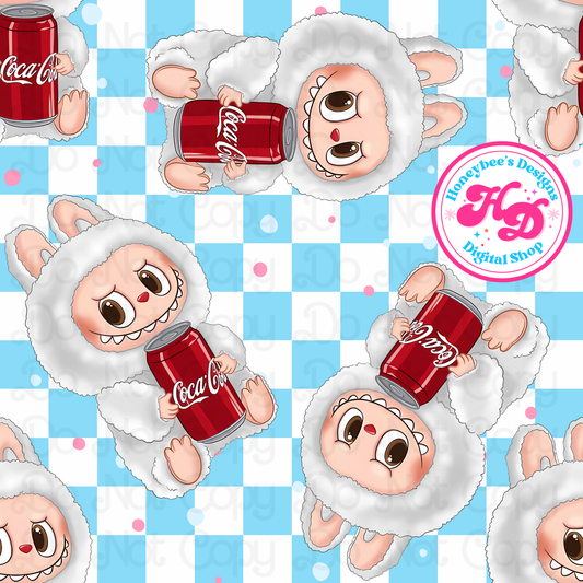 Little Monsters LA❤️BUBU White Sitting Coke Red Seamless