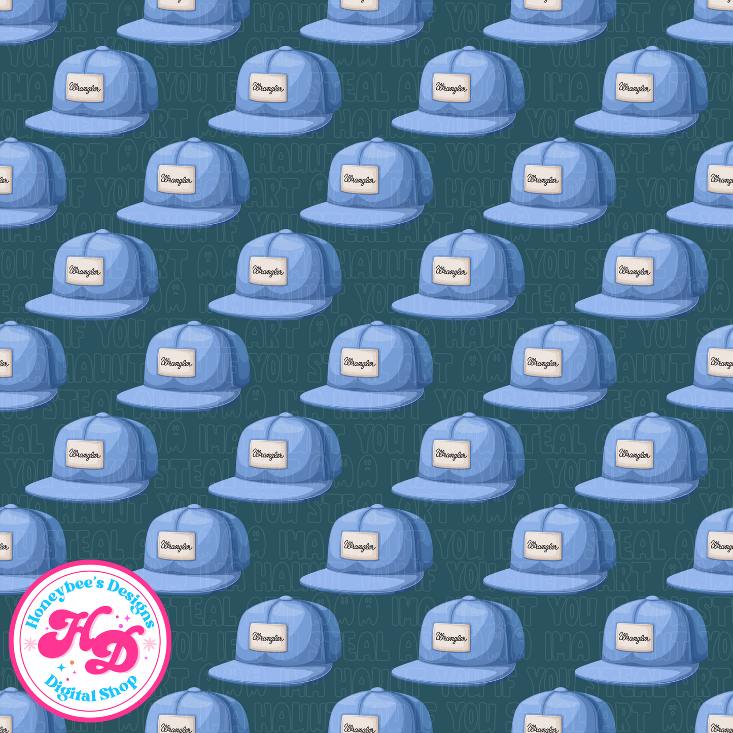 Western Wrangler Blue Snapback Seamless