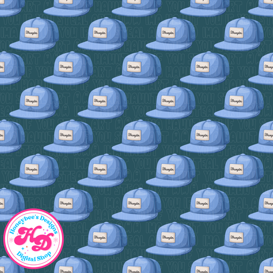 Western Wrangler Blue Snapback Seamless