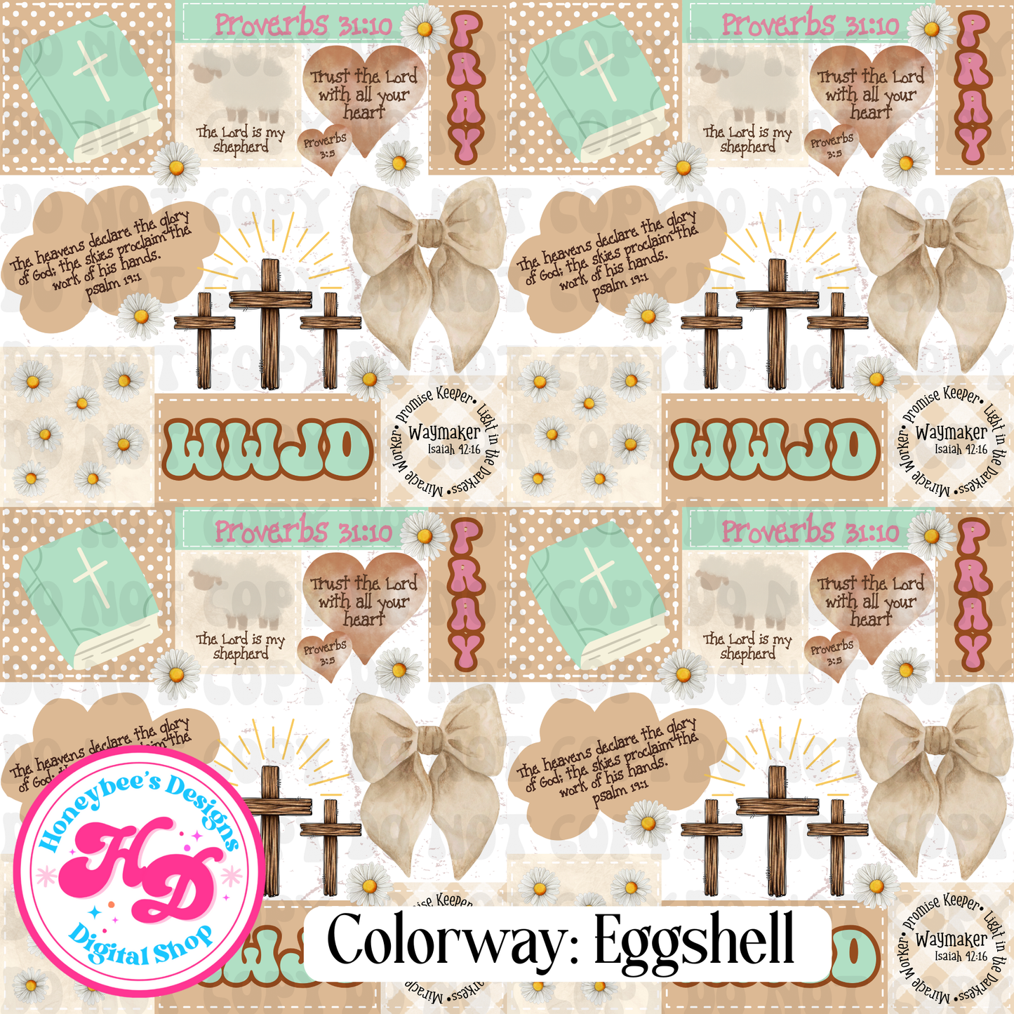 WWJD Muted Patchwork Color Eggshell