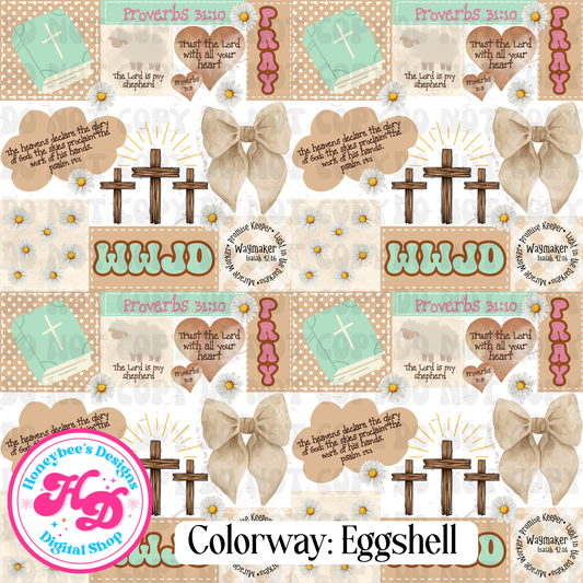 WWJD Muted Patchwork Color Eggshell