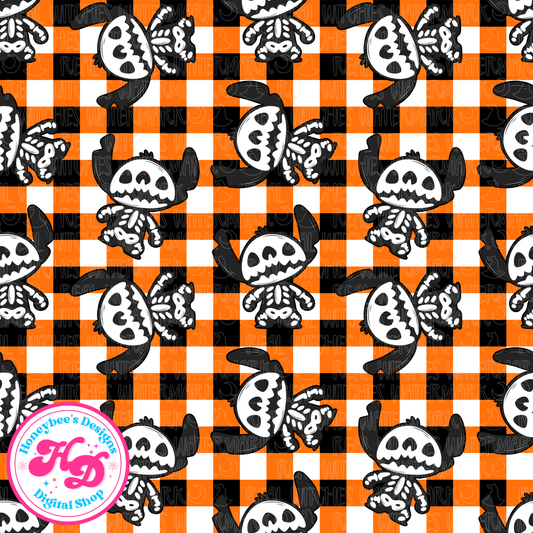 Stitch Skeleton Halloween Seamless