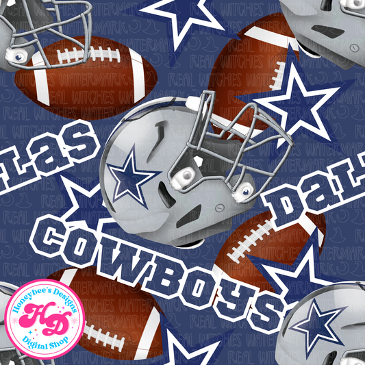 Cowboy Sporty Blue Football Seamless