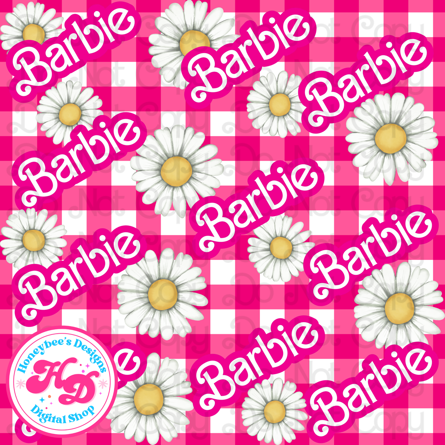 Doll Gingham Daisies Seamless