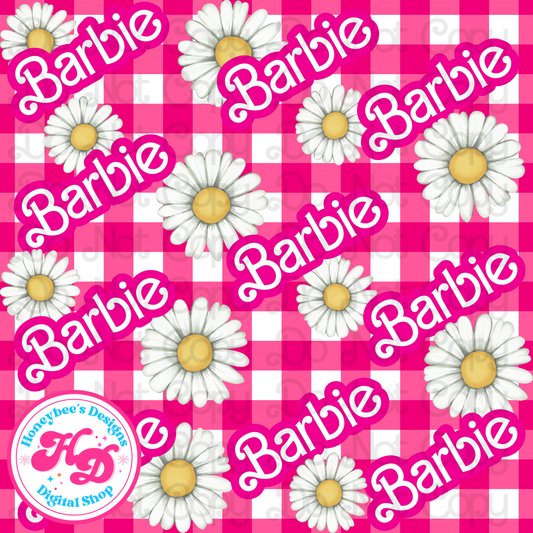 Doll Gingham Daisies Seamless