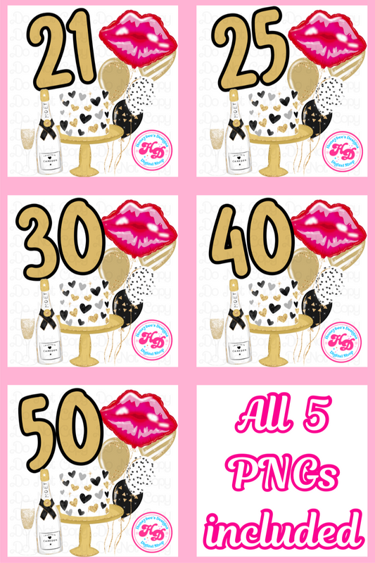 Preppy Birthday Cake PNGs BUNDLE