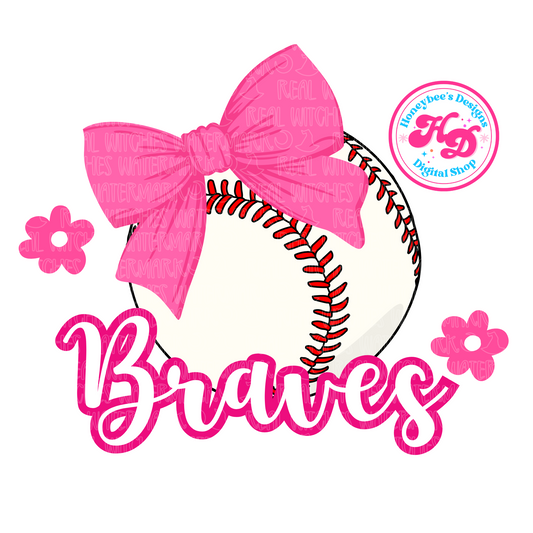 Braves Baseball Pink Preppy Baseball PNG