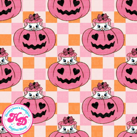 Marie Pumpkin Aristocat Halloween Seamless