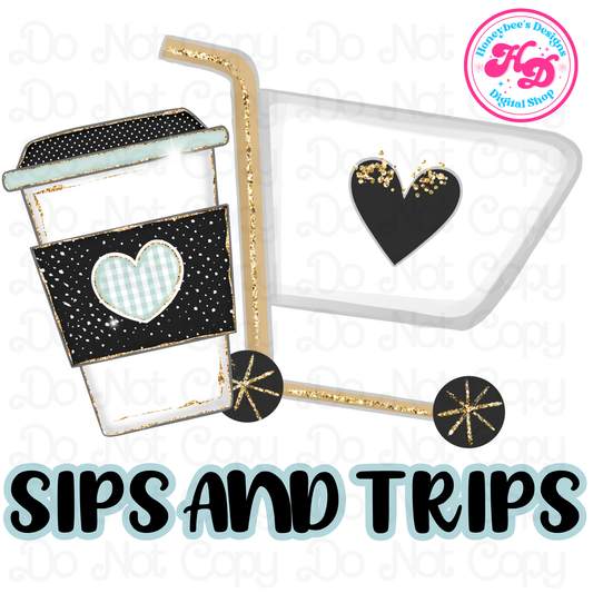 Sips and Trips Preppy PNG