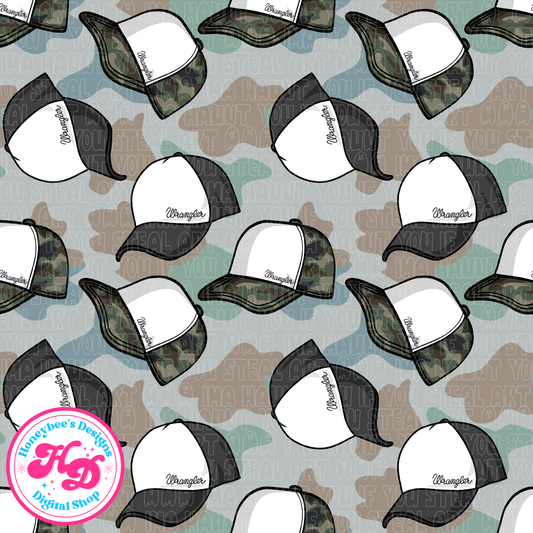 Western Wrangler Camo Ballcaps Seamless