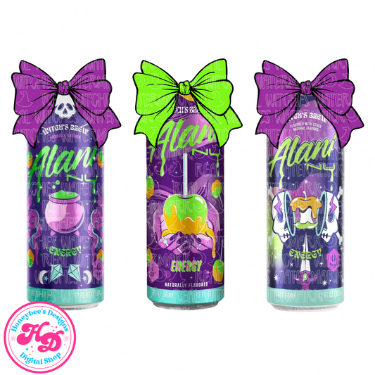 Witch’s Brew BRAND green/purple Bows Halloween PNG