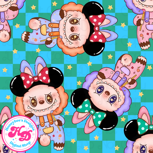 Little Monsters Artists GB Checkered LA🩷BUBU Seamless