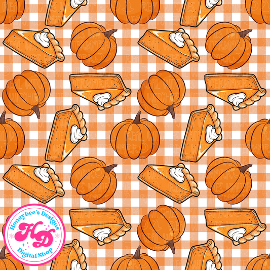 Pumpkin Pie Orange Plaid Fall Seamless