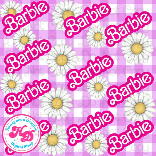 Doll purple gingham daisies