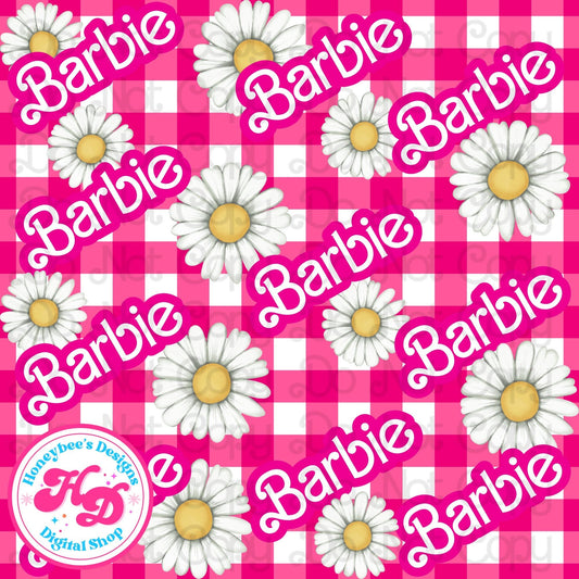 Doll pink gingham daisies