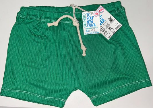 Boys 4T green ribbed comfy shorts