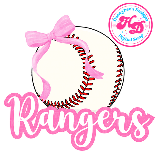 Texas Baseball Light Pink Bow Preppy Baseball PNG
