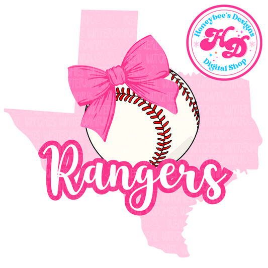 Texas Baseball Dark Pink Bow State Preppy Baseball PNG