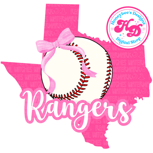 Texas Baseball Light Pink Bow State Preppy Baseball PNG