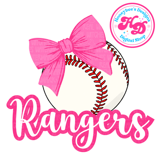 Texas Baseball Dark Pink Bow Preppy Baseball PNG