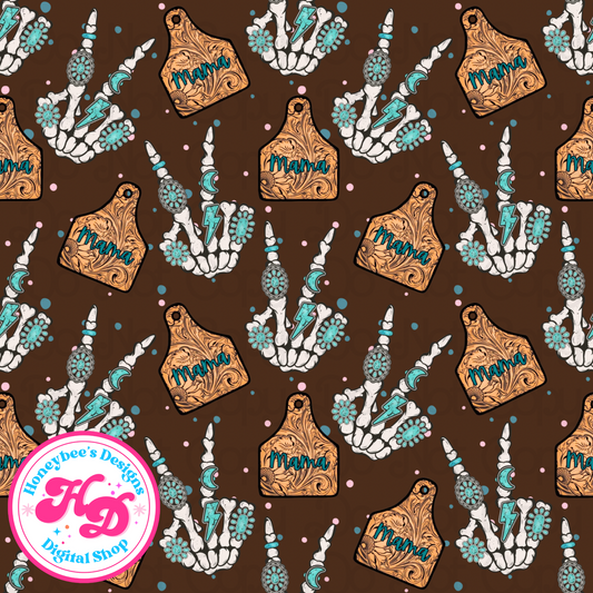 Mama Cow Tags Brown Western Drop
