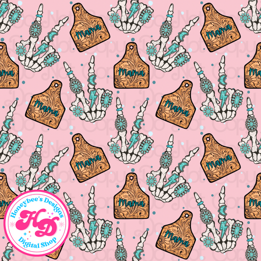 Mama Cow Tags Pink Western Drop