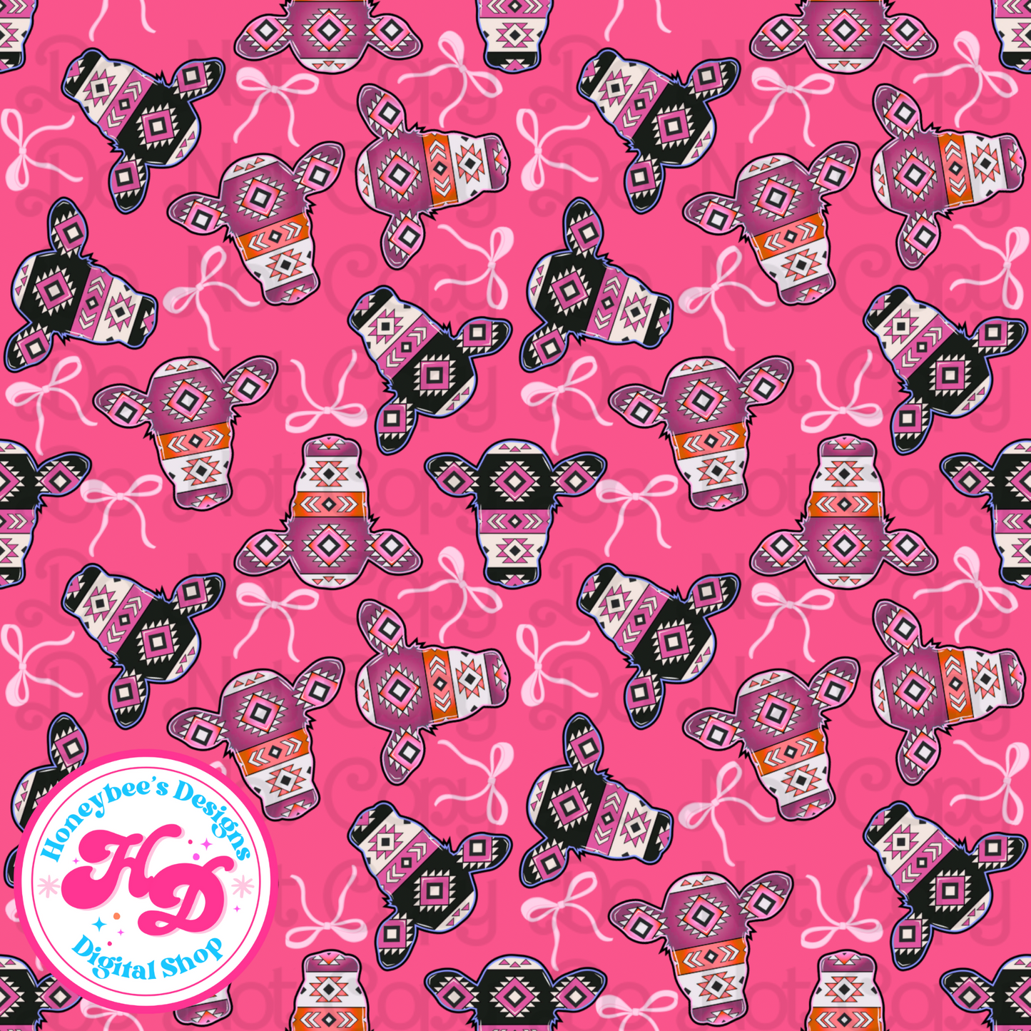 Coquette Aztec cows girls pink Western Drop