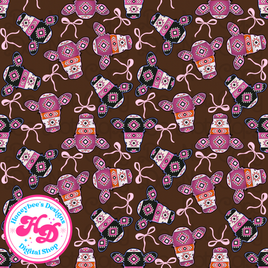 Coquette Aztec cows girls brown Western Drop